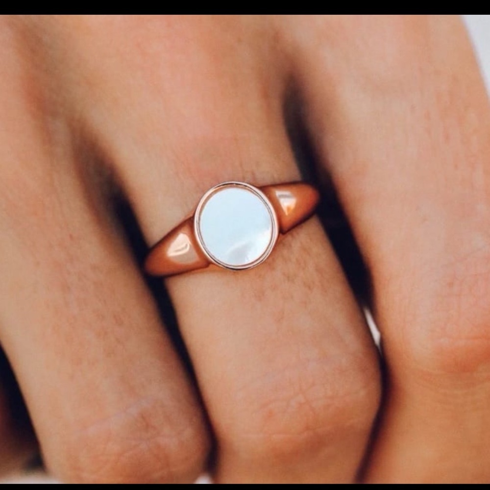 PURA VIDA size 7 ROSE GOLD Moon Stone Thick Ring NEW retail $26